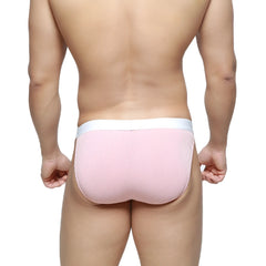Metro male wear felix bikini pink ribbed briefs with white waistband made of soft stretchy fabric