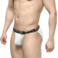 White textured briefs with camouflage waistband by metromalewear felix bikini 7004-00