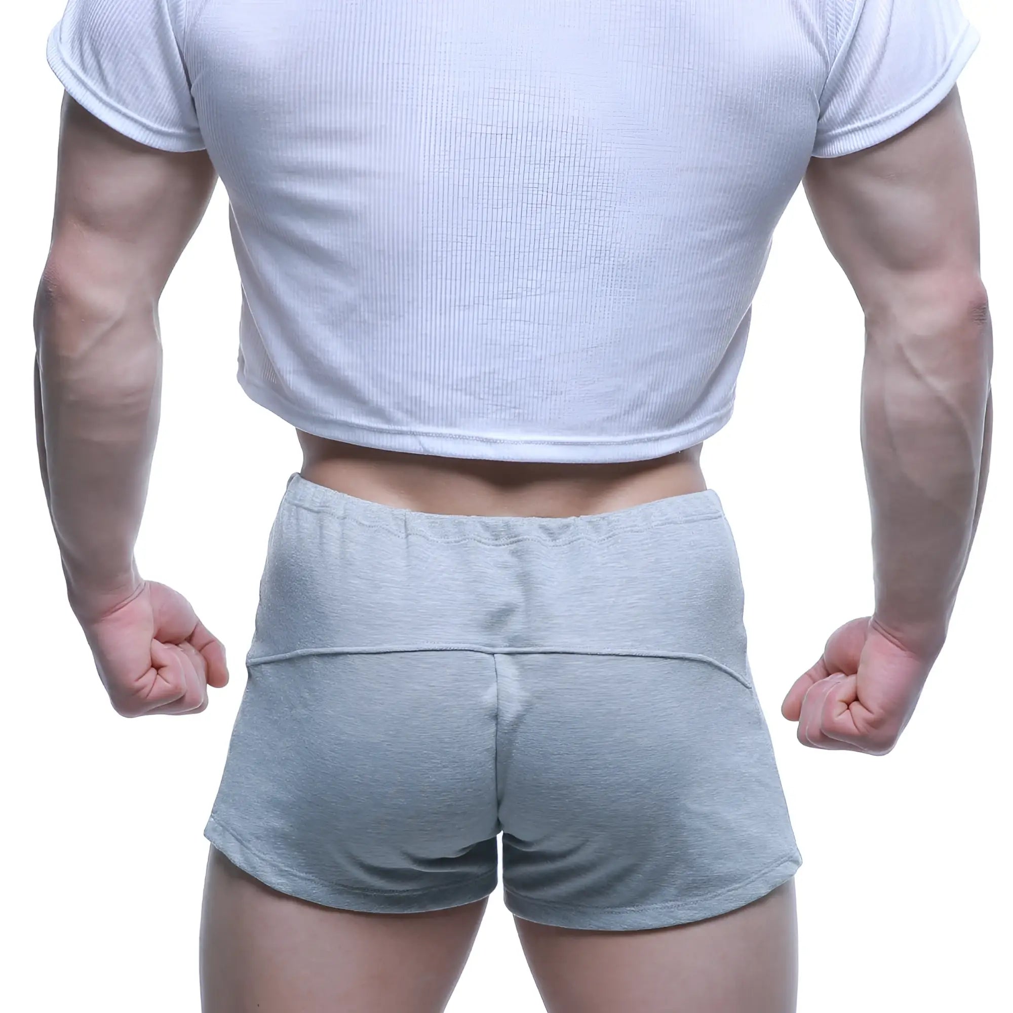 MetroMaleWear fit shorts gray 4714-10 light gray athletic shorts with ribbed waistband and subtle seam detailing