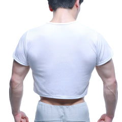 White ribbed short sleeve crop top from metromalewear fit t shirts collection in soft breathable fabric