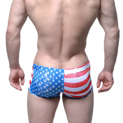 Metro malewear flag swim trunk 4938-91 features american flag-themed split design with blue stars and red stripes