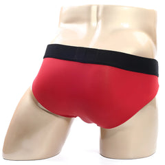 MetroMaleWear Flow Brief red 6113-12 red briefs with black waistband displayed on a mannequin front view