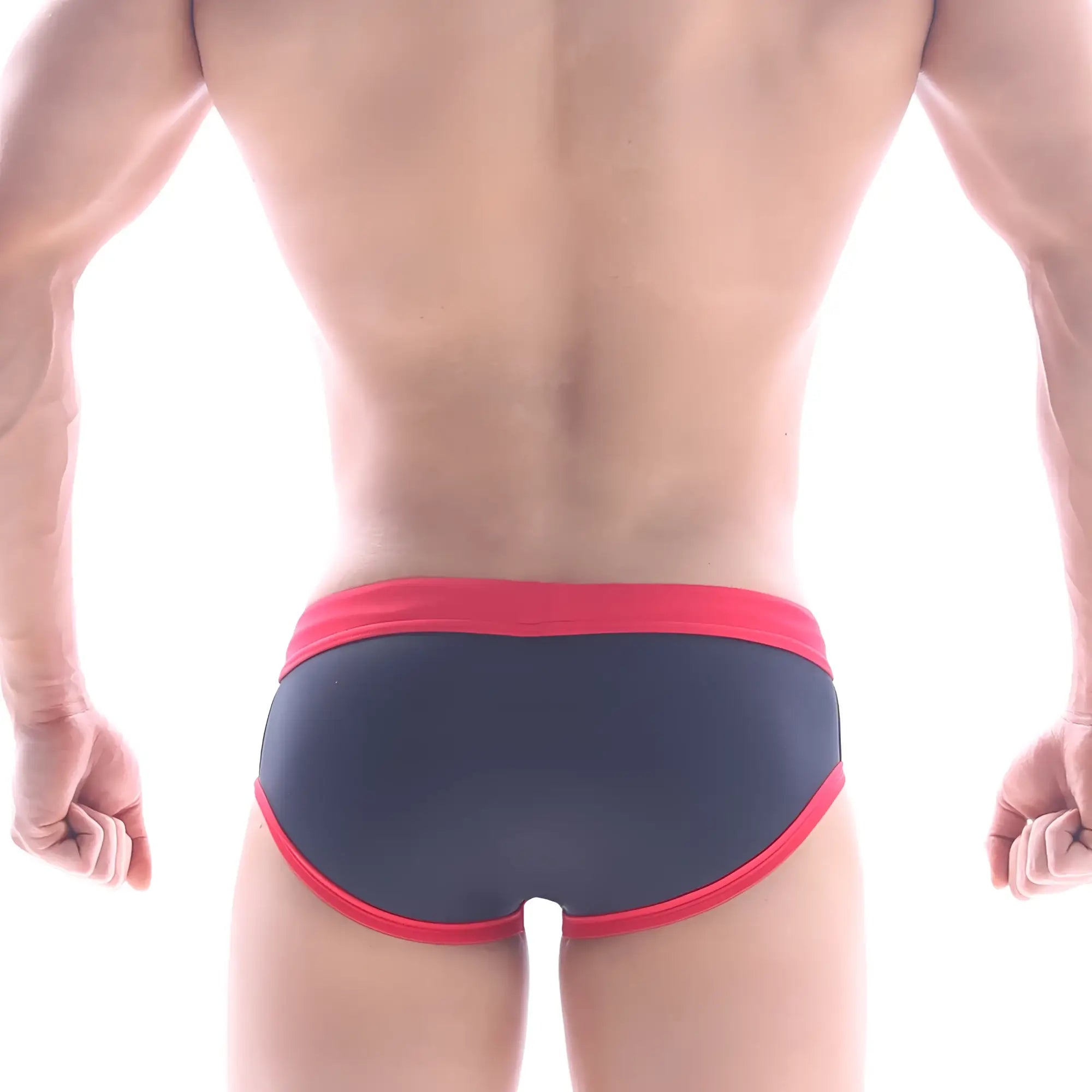 MetroMaleWear frame swim brief red 4916-80 dark blue with bold red trim along waistband and leg openings
