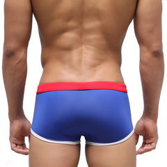 MetroMaleWear fresco swim trunk royal blue with red waistband and white trim for stylish beachwear