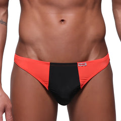 MetroMaleWear fun g coral 6202-14 orange and black two-tone briefs with red brand tag on waistband