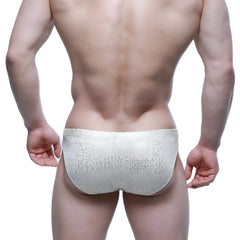 MetroMaleWear Gloria no show bikini briefs in silver metallic textured fabric for comfortable everyday wear