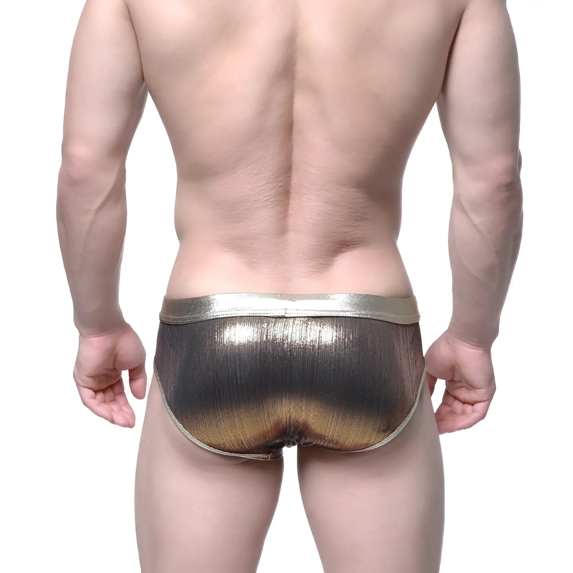 Shiny metallic gold and silver gradient metro male wear gloss brief 5003-53 with sleek modern design