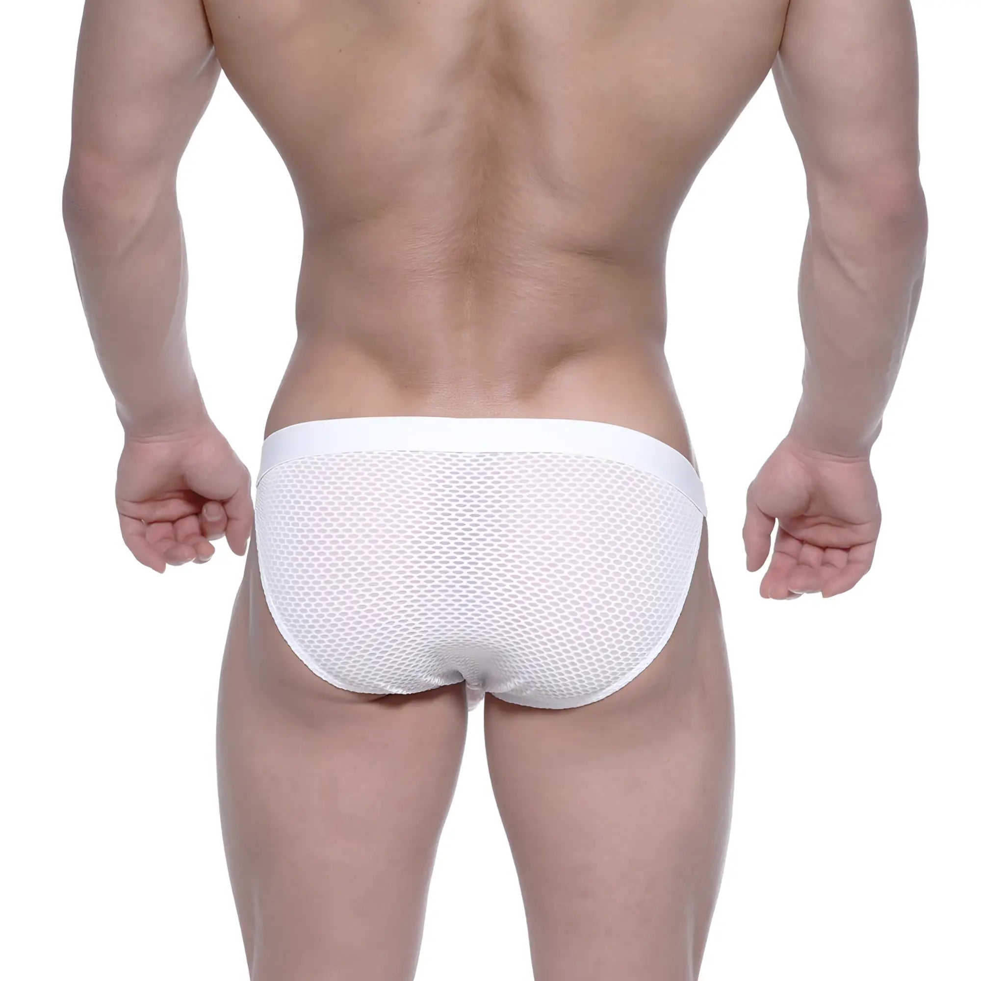 MetroMalewear grabit bikini white mesh briefs with solid white waistband for comfortable daily wear