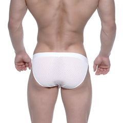 MetroMalewear grabit bikini white mesh briefs with solid white waistband for comfortable daily wear
