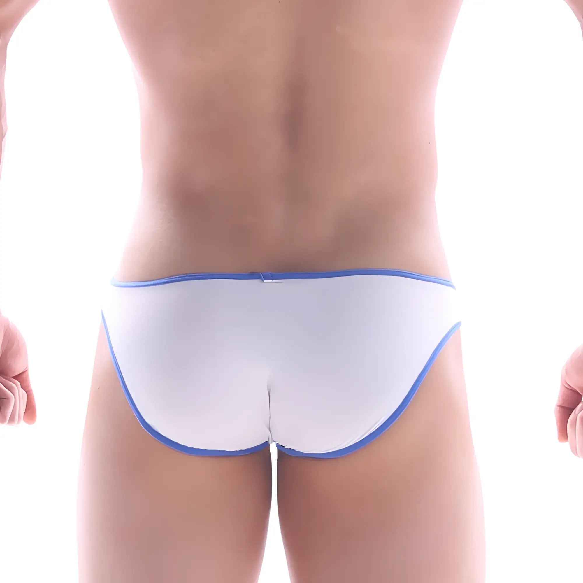 MetroMaleWear gram bikini white briefs with blue trim comfortable cotton fabric for everyday wear