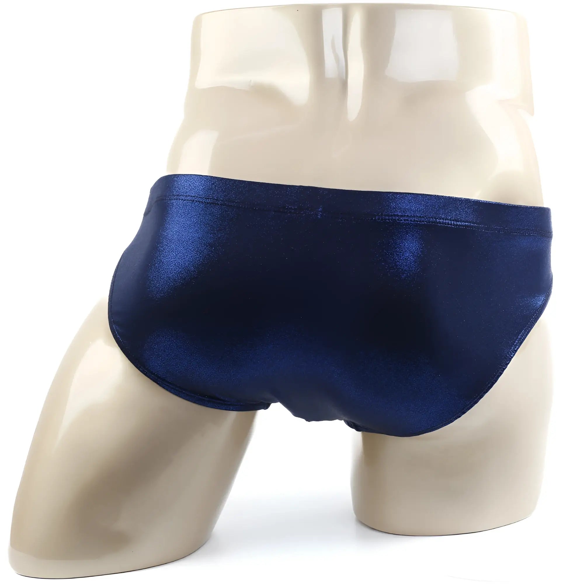 Shiny navy blue satin briefs metro malewear grava bikini 5103-85 with a smooth glossy finish