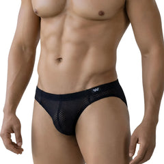 Black mesh briefs metro malewear grid mesh bikini black 5103-25 with sleek form-fitting design and waistband logo