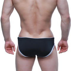 Black briefs with white trim metro male wear havana short boxer black 2323-20 front view design