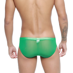 MetroMaleWear hierba bikini 5103-m17 bright green sheer mesh briefs with solid elastic waistband