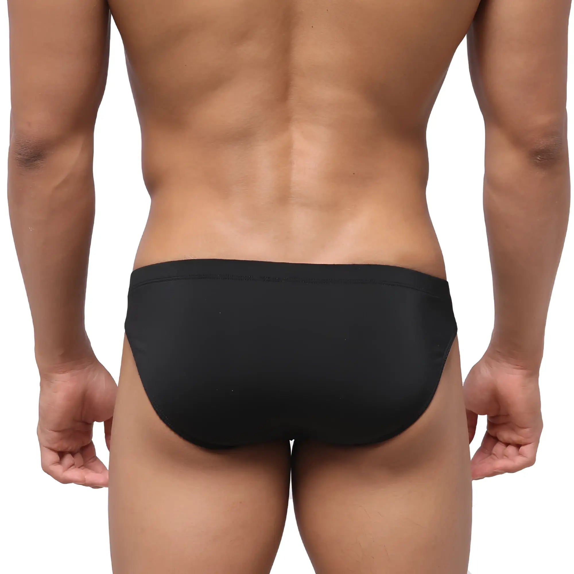 Metro malewear highcut hip brief black swim trunks with smooth form-fitting fabric and subtle waistband detail