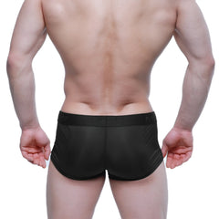 Black athletic briefs metro male wear hincapie trunk with sleek form fitting design and textured side detailing
