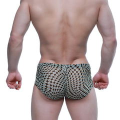 Black briefs metro malewear horus trunk 2125 81 with light blue and white circular motifs pattern