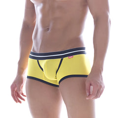 MetroMaleWear Hotties boxer yellow 7016-15 features bright yellow athletic briefs with navy trim white piping and textured mesh fabric
