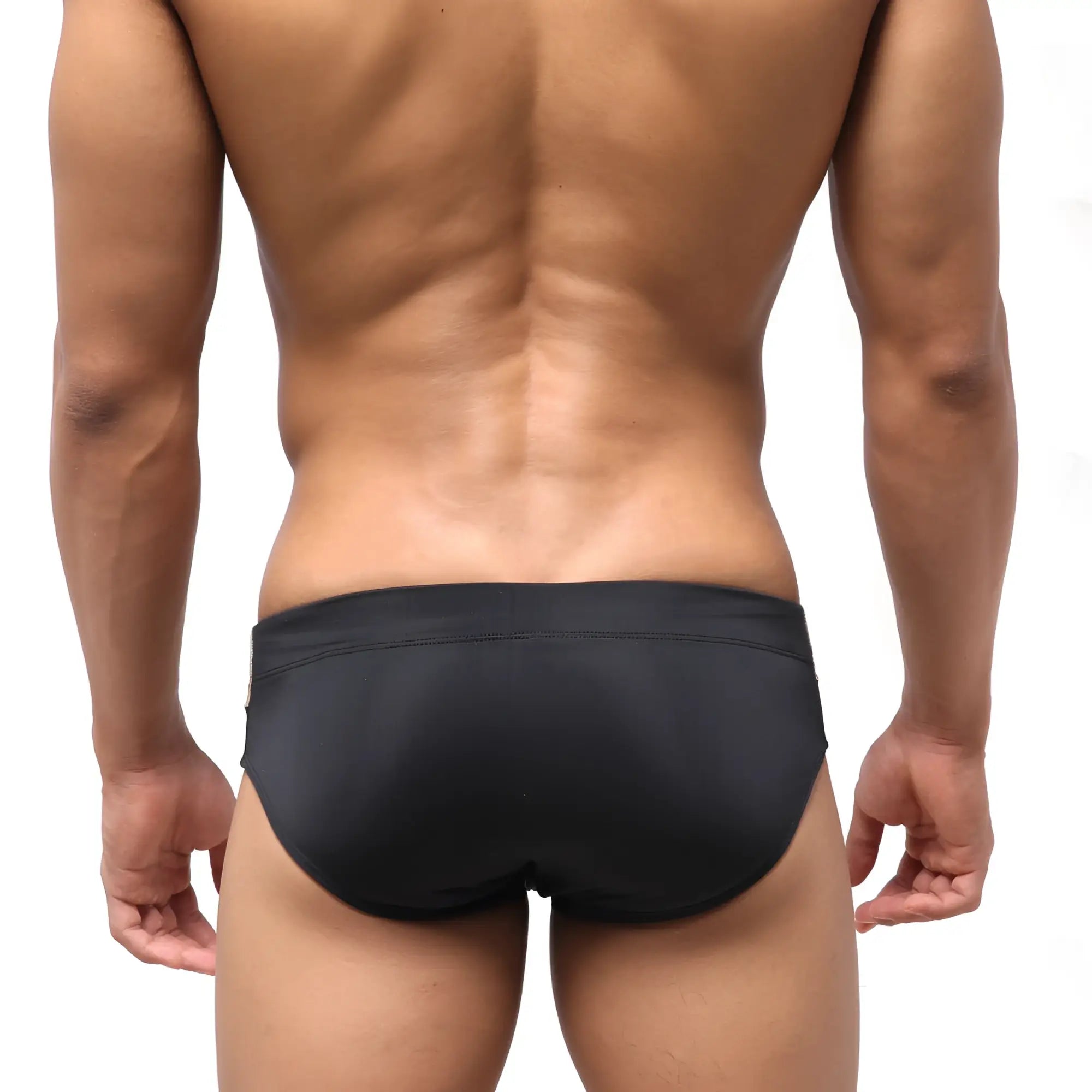 Black MetroMaleWear Ibiza swim brief metal gold 4928-31 with smooth form-fitting design for swimming and beachwear