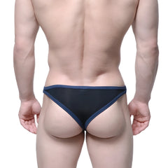 Metro male wear infinito bikini black 6017 20 black mesh briefs with navy blue trim for comfortable everyday wear
