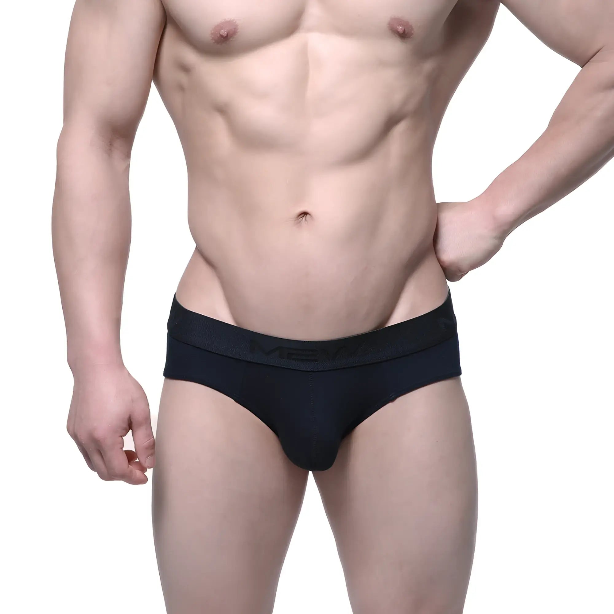 Metro male wear intenso brief black men’s briefs with subtle textured fabric and elastic waistband featuring men logo