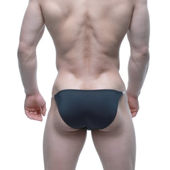 Black athletic briefs metroMalewear invisible bikini with sleek form-fitting design and white trim waistband
