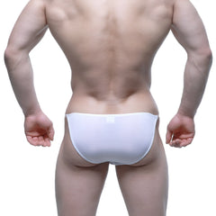 White metromalewear invisible bikini briefs with seamless smooth design form fitting for comfortable wear