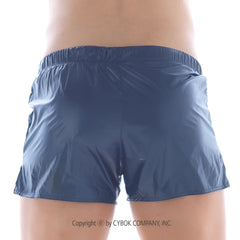 Dark blue lightweight nylon shorts with elastic waistband metro male wear iron sports short navy 4703-28