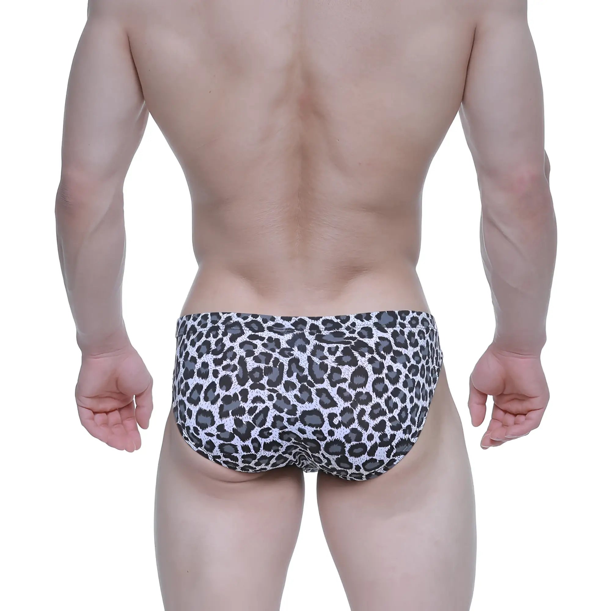 Black and white leopard print swim trunks metro male wear jaguar bikini 5103-m72 for stylish beachwear