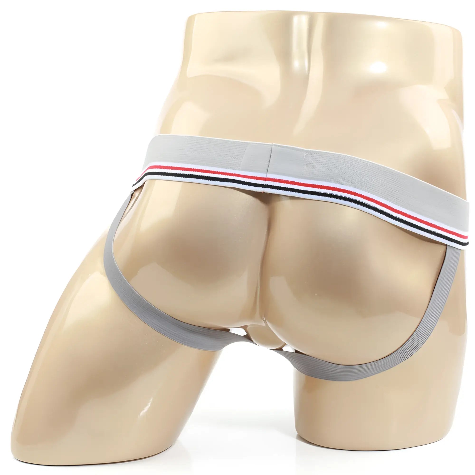 Gray MetroMaleWear jasper athletic briefs with white red and black striped waistband for active wear