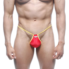 MetroMaleWear Jupiter thong red and yellow satin finish men’s underwear front view