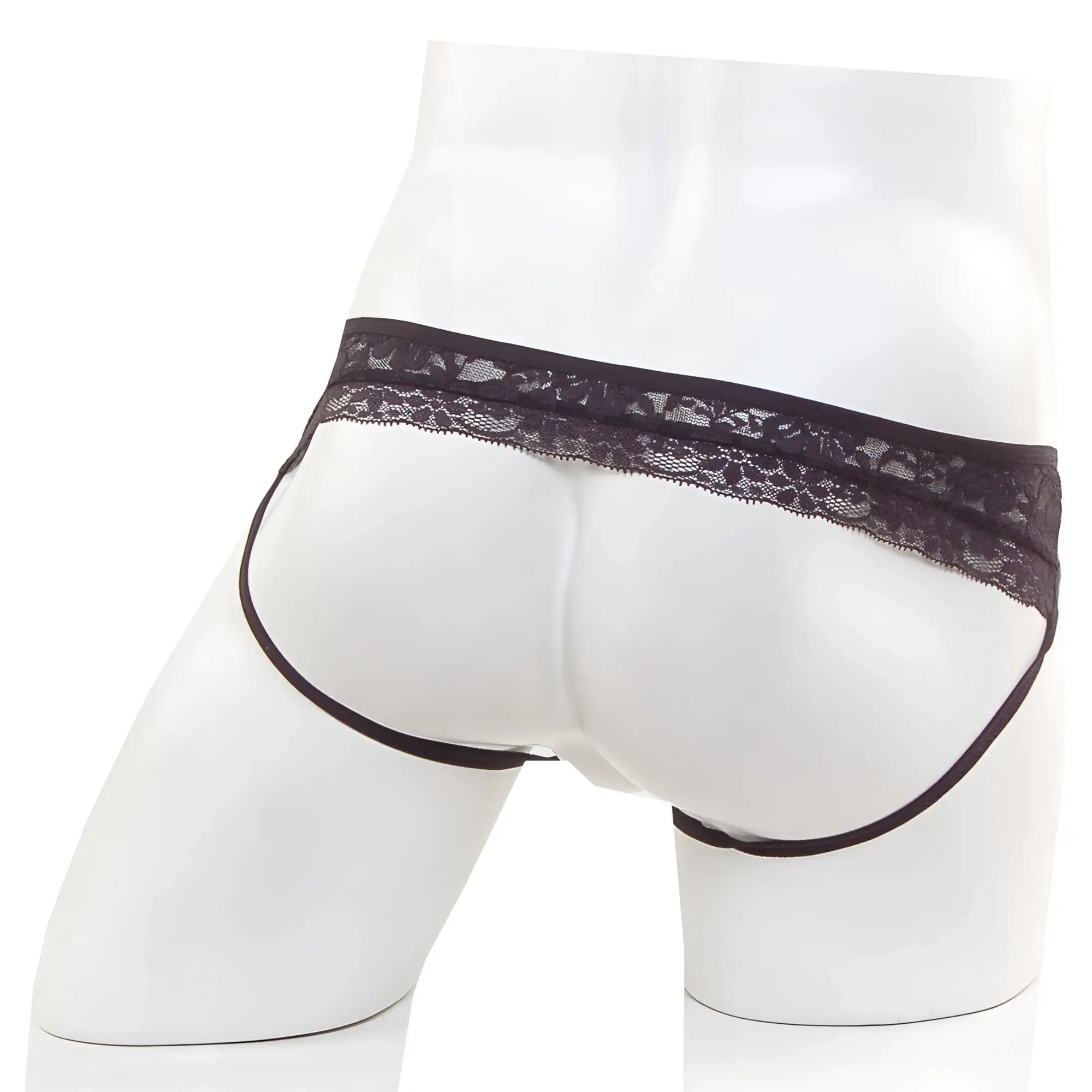 Black lace-trimmed briefs with sleek form-fitting design from metromalewear lace jock strap black 2911-71