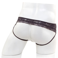 Black lace-trimmed briefs with sleek form-fitting design from metromalewear lace jock strap black 2911-71
