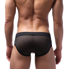Black mesh briefs with a solid black waistband from metromalewear layered swim brief gold 4924-22 collection