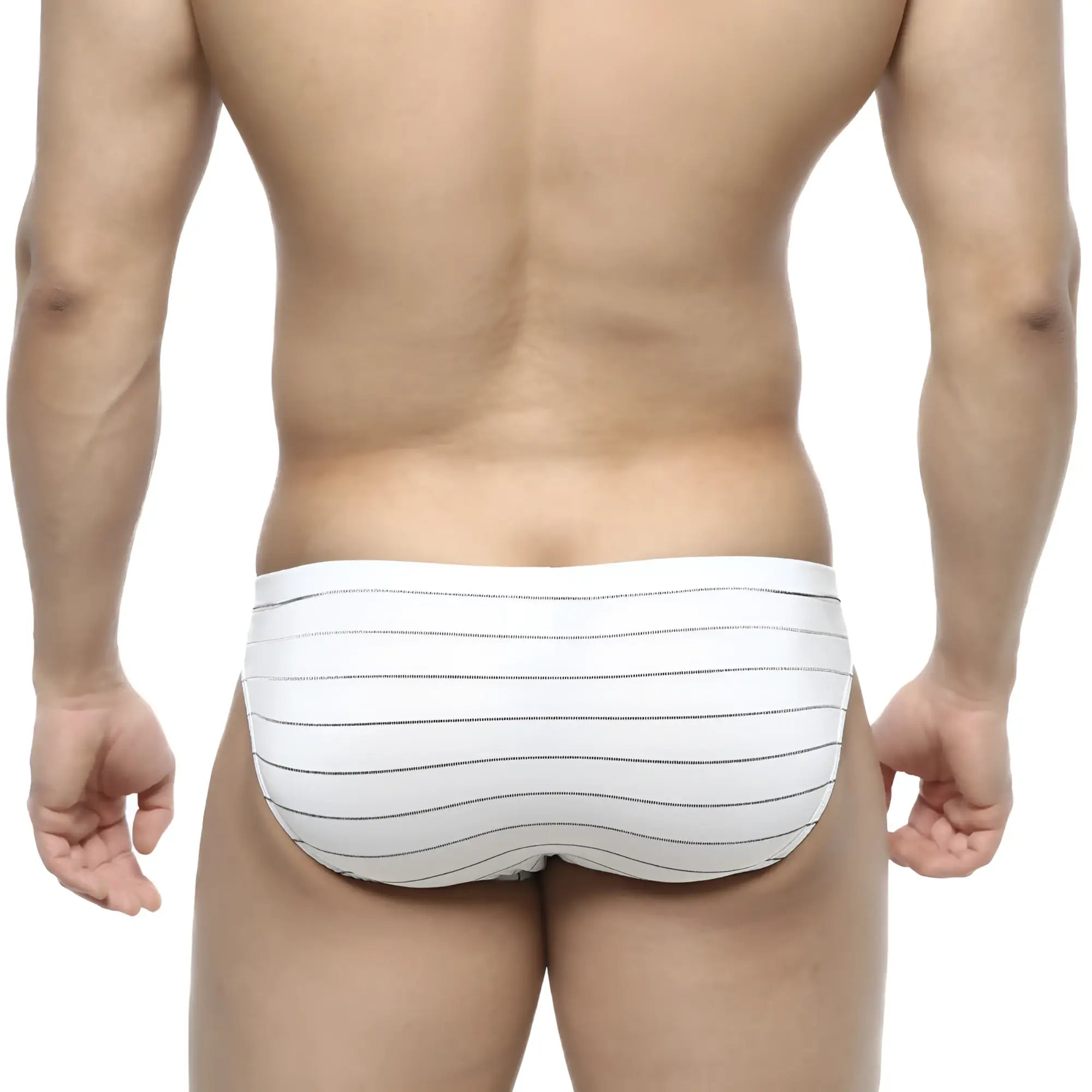 Metro male wear linea bikini 5103-19 white briefs with thin black horizontal stripes for comfortable everyday wear