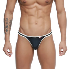 Black and white MetroMaleWear Link Bikini thong with sleek minimalist design and comfortable fabric