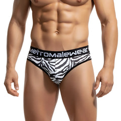 Metro male wear loreto g-string zebra 2722-60 black and white zebra print men’s briefs with black logo waistband