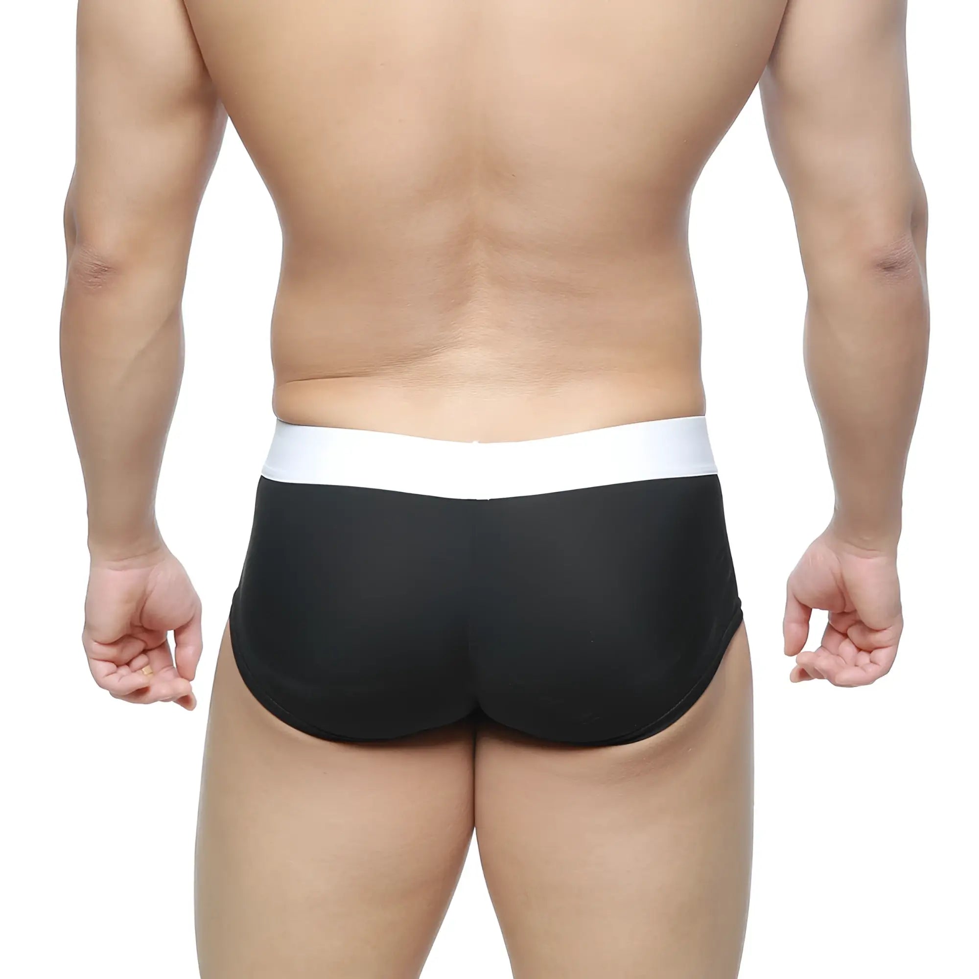 Black briefs with a contrasting white waistband by MetroMaleWear M2W MAX boxer oscuridad 3013-22 front view