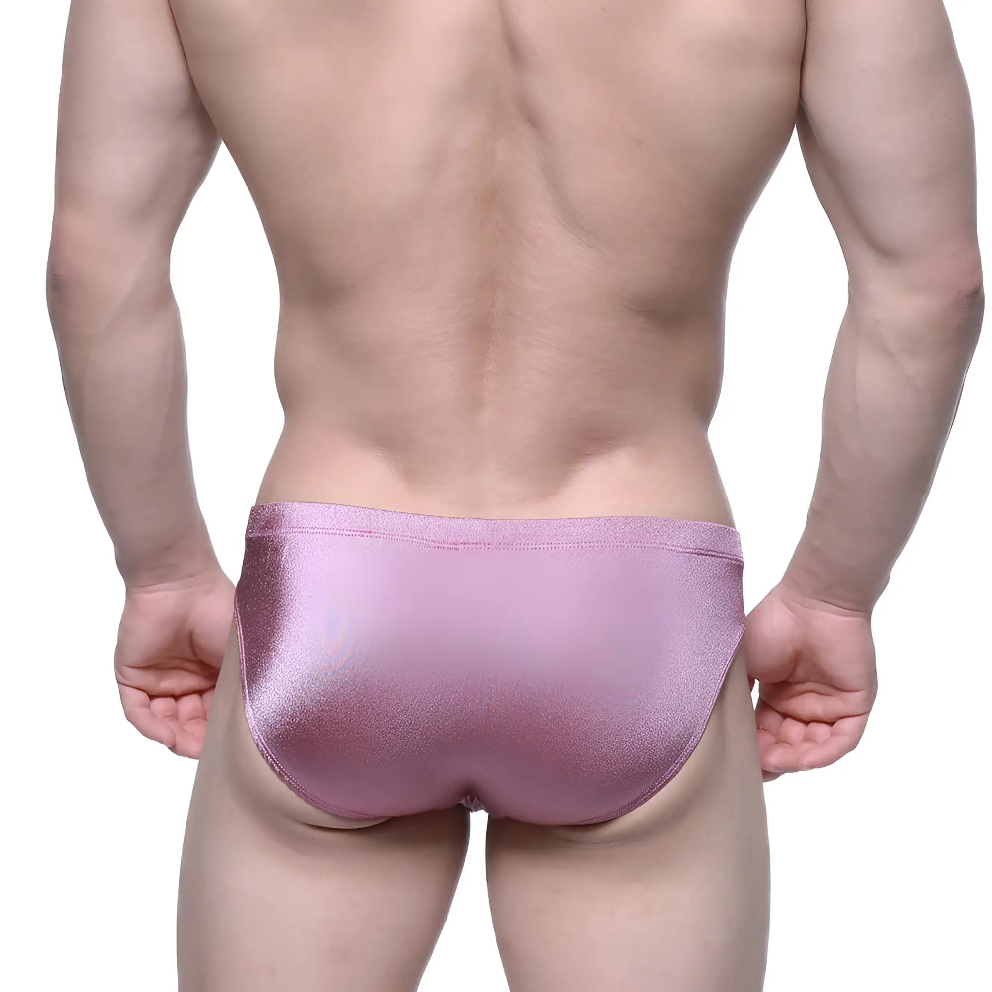 MetroMaleWear Madrid Bikini 5103-M05 shiny metallic pink briefs with sleek form-fitting design in front view
