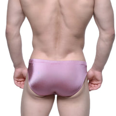 MetroMaleWear Madrid Bikini 5103-M05 shiny metallic pink briefs with sleek form-fitting design in front view