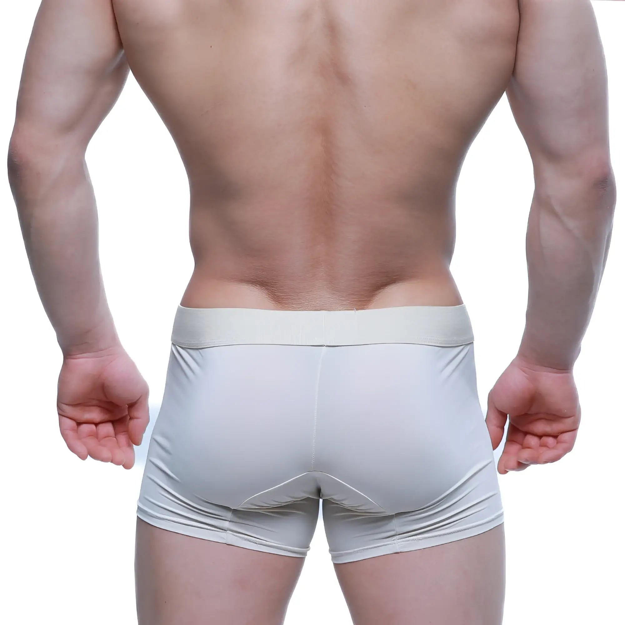 White athletic briefs with matching elastic waistband from metromalewear maintenant boxer brief beige 2122-04