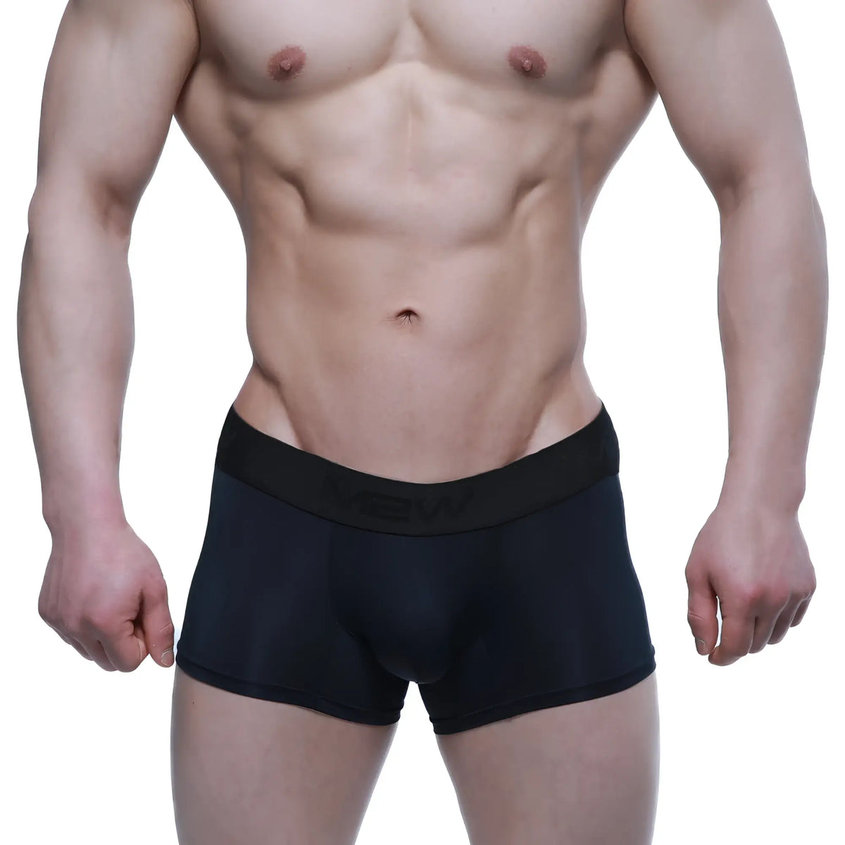 Black mens boxer briefs metroamalewear maintenant with black elastic waistband and subtle nevv branding in black color