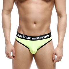 Neon yellow and black metroMaleWear martini men’s briefs with branded waistband in breathable fabric