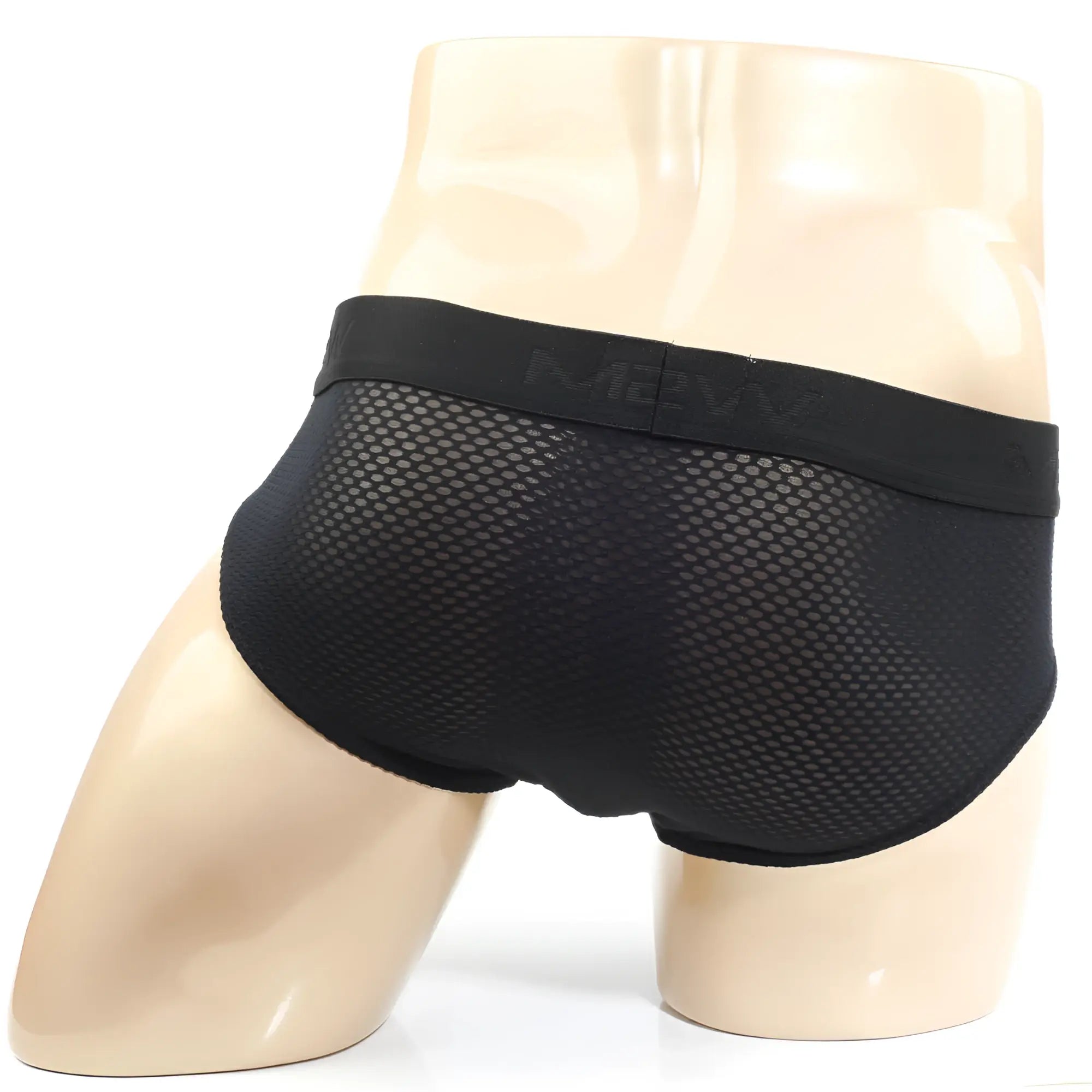 MetroMaleWear Matrix brief black 5003-50 featuring black mesh fabric and solid elastic waistband with m2vw logo