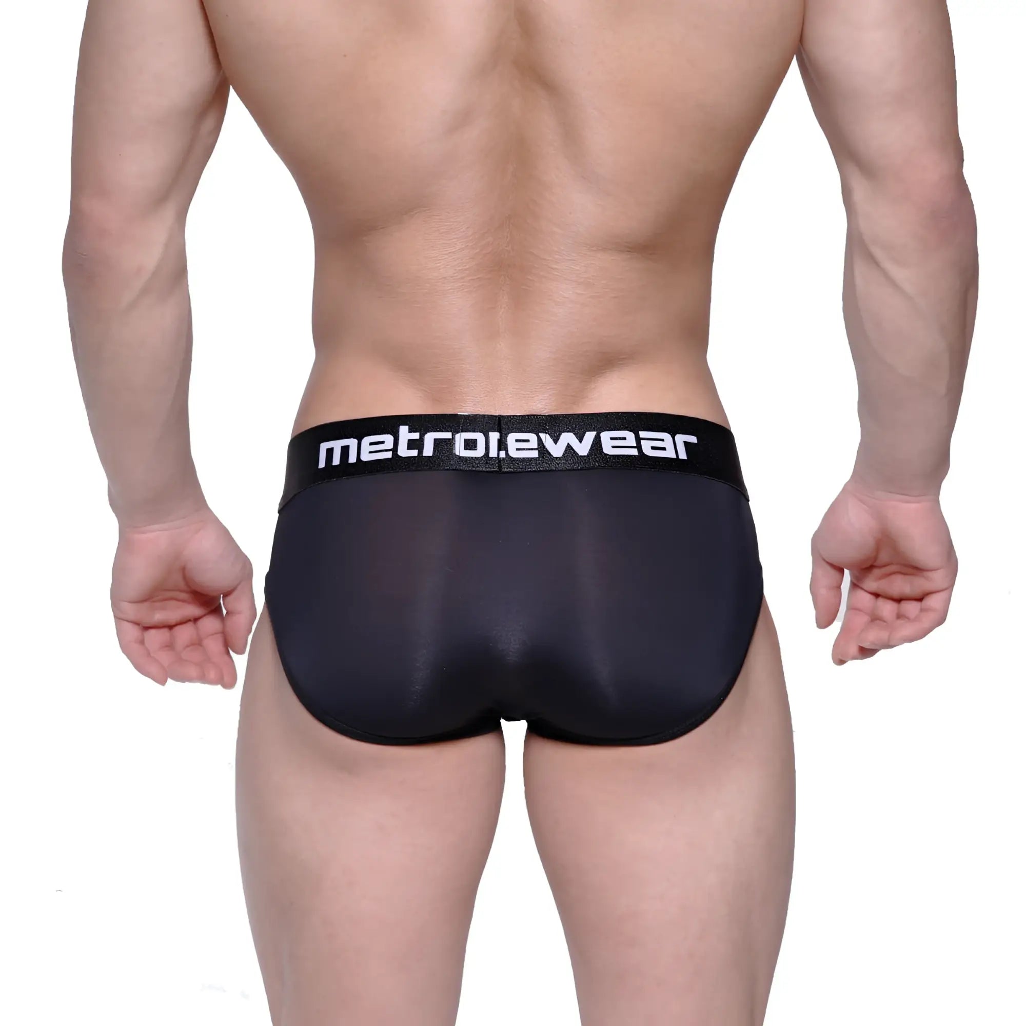 Black metro malewear max bulge brief with a sleek form-fitting design and subtle sheen in black 1503-20