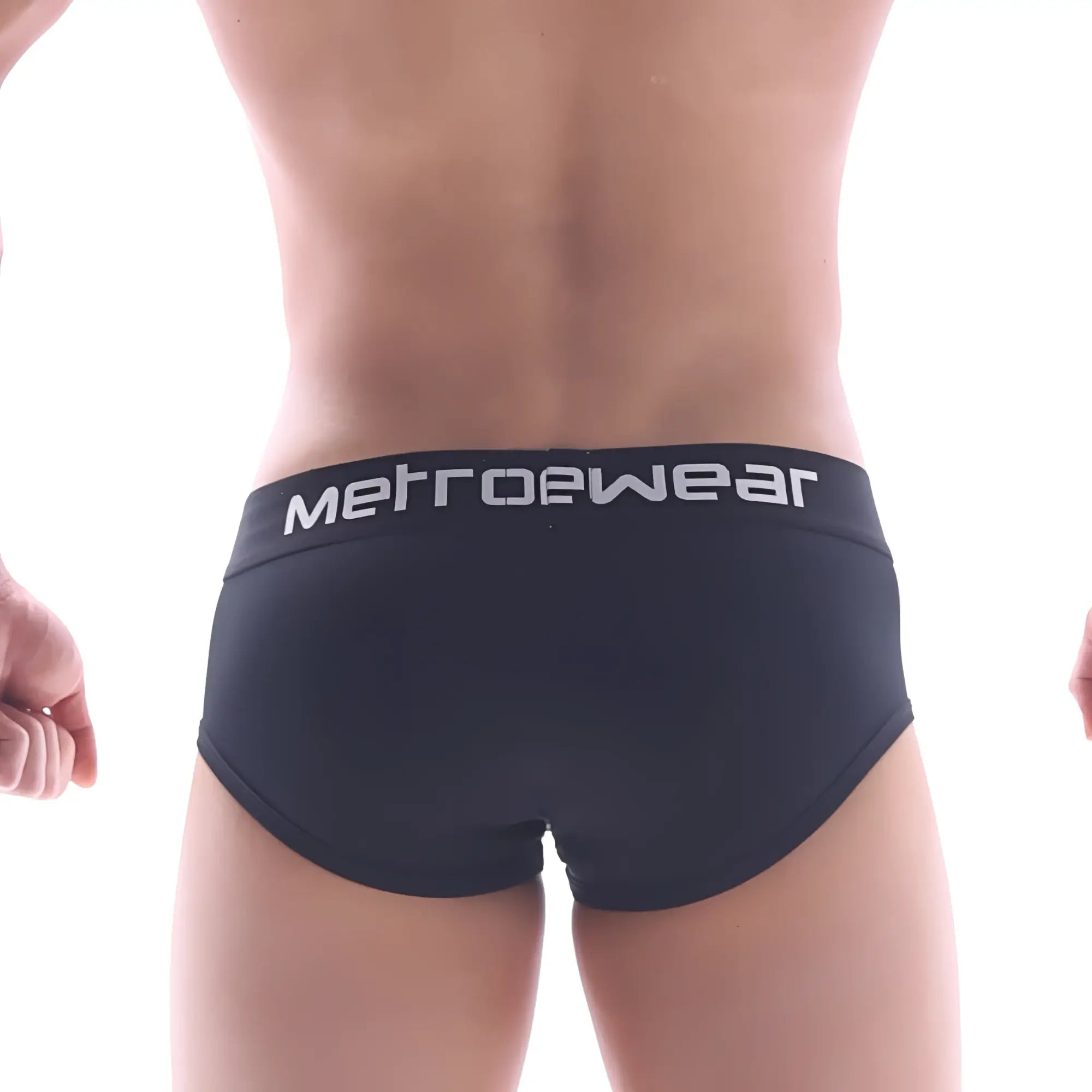 Metro malewear max contour briefs black with white logo waistband designed for comfortable everyday wear