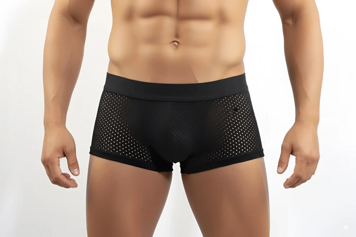 MetroMaleWear MAX mesh boxer black 3013-75 with breathable black mesh fabric and solid waistband for comfort