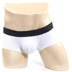 MetroMaleWear MAX mesh boxer white 3013-74 white mesh briefs with black elastic waistband front view