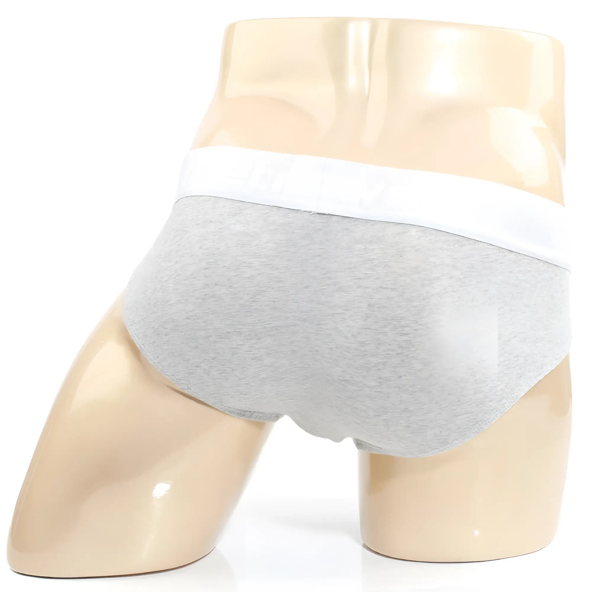 Gray heathered MetroMaleWear melange brief 5003-09 with white elastic waistband made of soft cotton blend