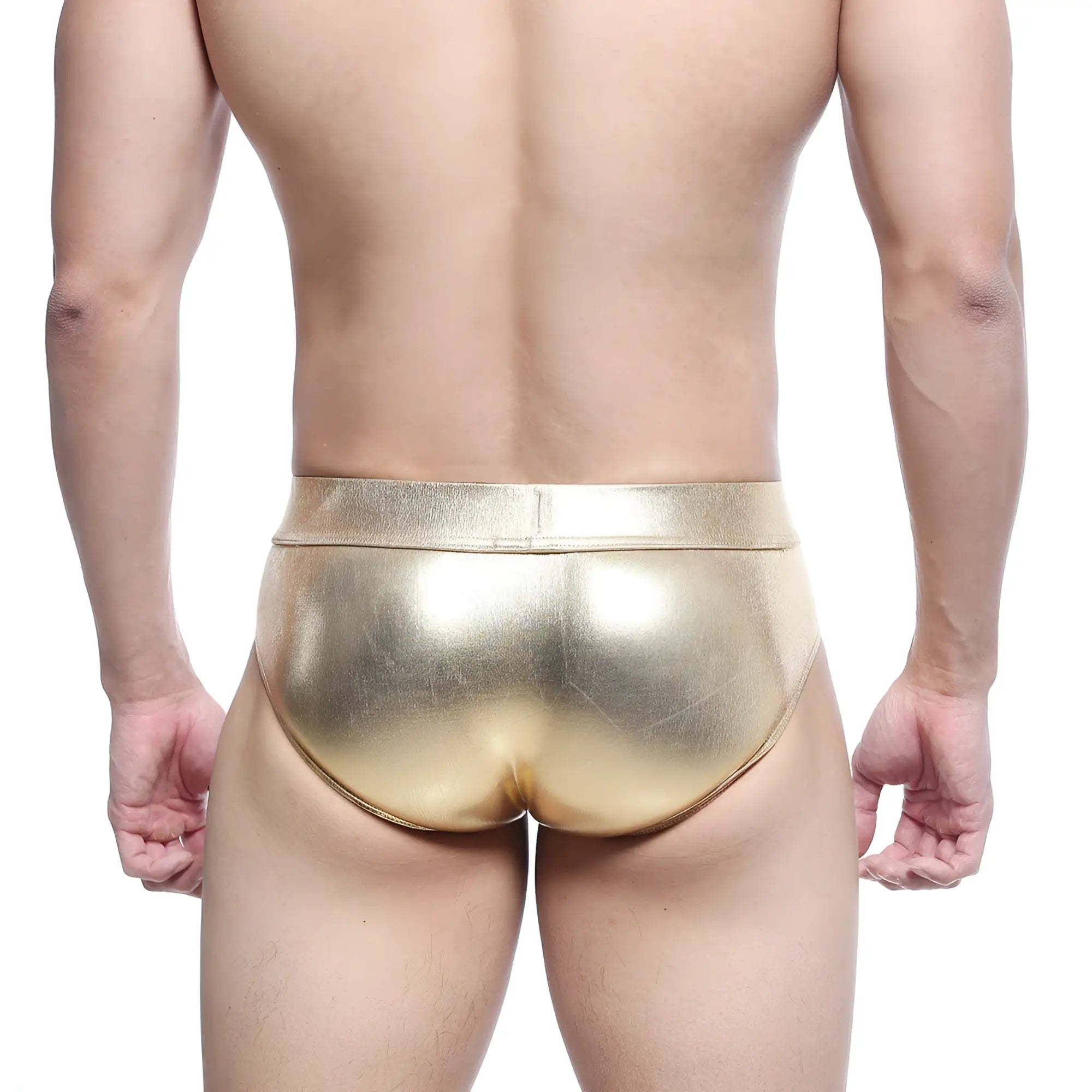 MetroMaleWear metal hip brief gold 5503-21 shiny gold metallic form-fitting briefs with sleek design front view